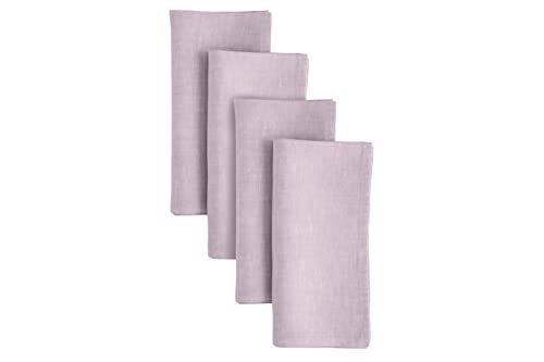 Solino Home Linen Cloth Napkins Set of 4-100% Pure Linen Chambray Lavender Dinner Napkins 20 x 20 Inch - Athena, Handcrafted and Machine Washable - Thanksgiving, Holiday