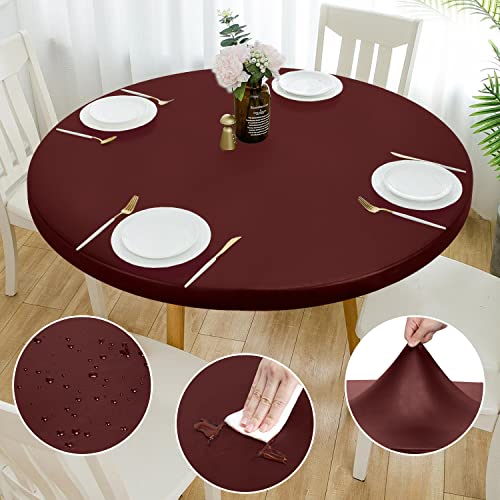 Rinpon PU Fitted Round (Burgundy)