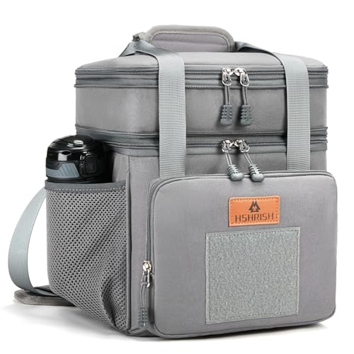 Expandable Large Tactical Lunch Box for Adults, Durable Insulated Lunch Bag with Lots of Storage Space, Cooler Bag for Men Women Work Outdoor Picnic Trips, 24 Cans/16 L, HSHRISH