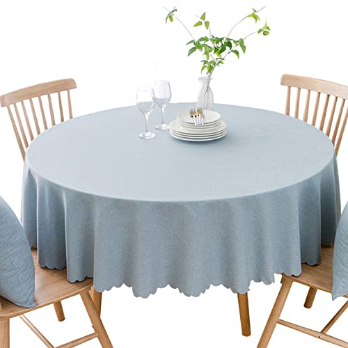 Round Waterproof Tablecloth Spill-Proof and Stain Resistant Table Cloth Wrinkle Free Washable Decorative Fabric Table Cover for Kitchen, Dining, Parties, Buffet, Wedding(70 inch, Light Blue)