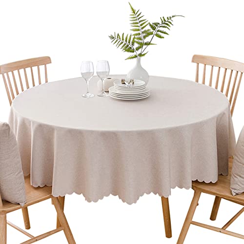 Jeloris 70" Round Waterproof Tablecloth (Beige)