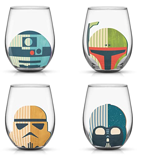 JoyJolt Star WarsTM Helmet Hues Tumblers Stemless Glasses. Set of 4 Large 19oz Glass Drinking Glasses, Wars Kitchen Gifts and, Collectibles for Adults