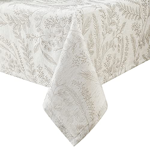 Chassic Elegant Damask Tablecloth for 8 Foot Large Rectangle Tables, Wrinkle and Stain Resistant Washable Floral Table Cloth, Vintage Toile Table Cover, 60 x 120 inches - Cream