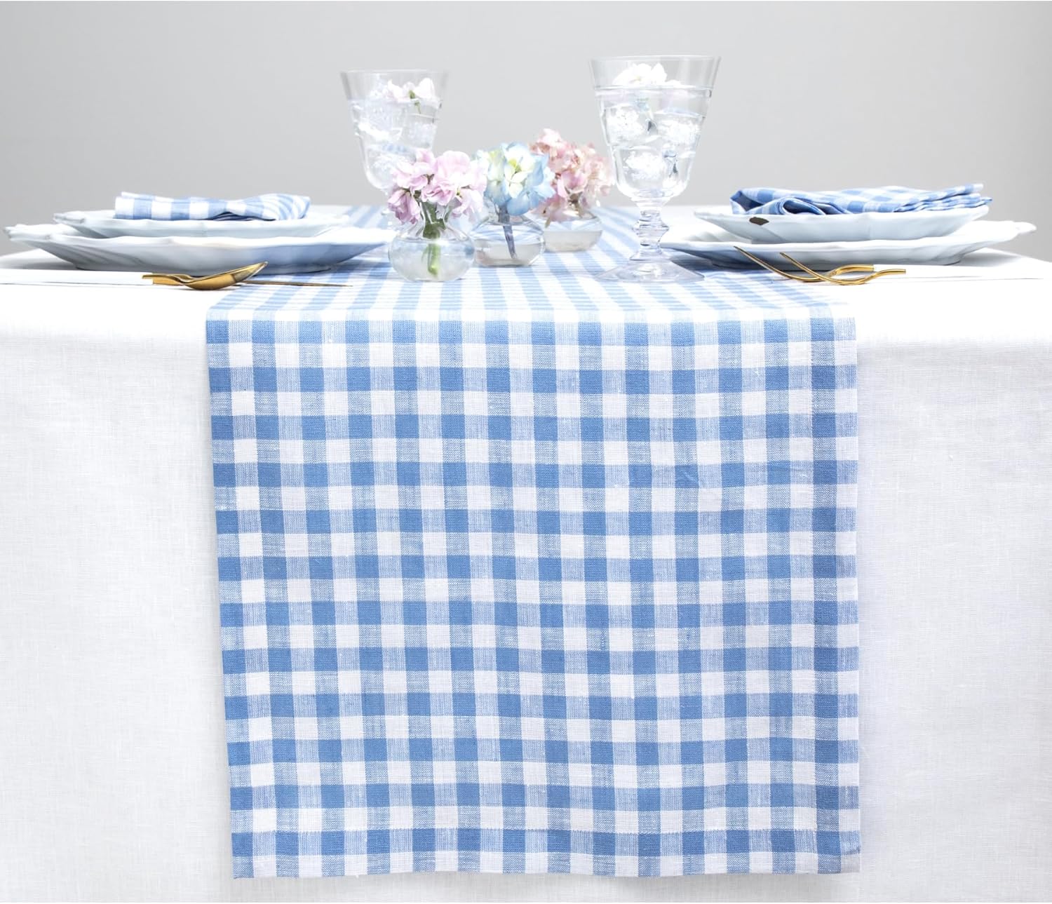 Gingham Check Linen 14x90in