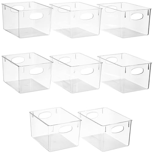 Sorbus Large Clear Plastic Storage Bins (8 pack)