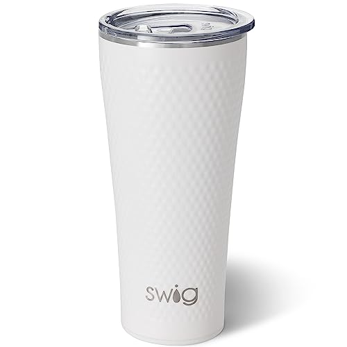 Swig Life 32oz Insulated Tumbler, Travel Coffee Tumbler with Lid, Cup Holder Friendly Travel Coffee Mug, Stainless Steel with Lid (Golf Ball)