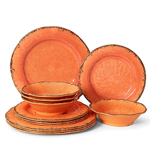 LEHAHA Crackle Melamine Dinnerware (Orange)
