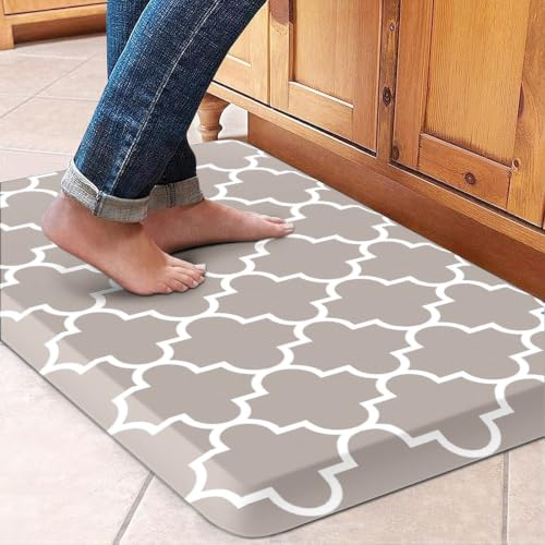 WISELIFE Kitchen Runner Rugs Anti-Fatigue mats - 4/5 Inch Non Slip Waterproof Ergonomic Comfort Mat for Kitchen, Floor Home, Office, Sink, Laundry (17.3"x 28",Khaki)