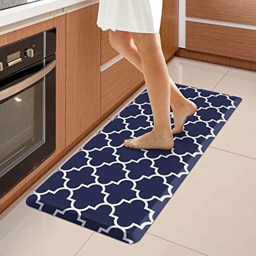 WISELIFE Kitchen Runner Rugs Anti-Fatigue mats,17.3"x 39",Non Slip Waterproof Ergonomic Comfort Mat for Kitchen, Floor Home, Office, Sink, Laundry,Blue