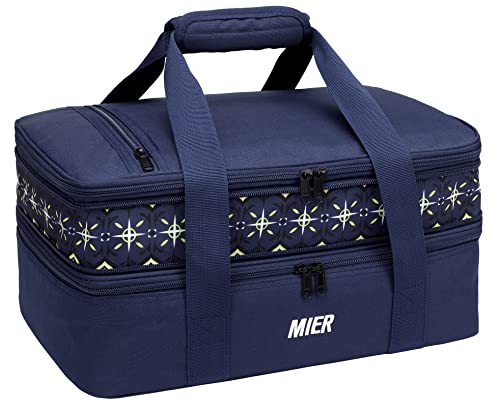 MIER Insulated Double Casserole Carrier Bag (Dark Blue)