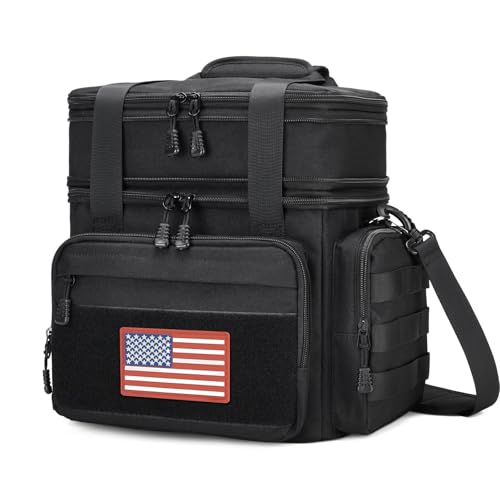 Tactical Lunch Box for Men, Insulated Lunch Bag Adult, Thermal Lunchbox Leakproof Waterproof Cooler Bag, Large Lunch Pail for Work Office Camping Travel (Black)