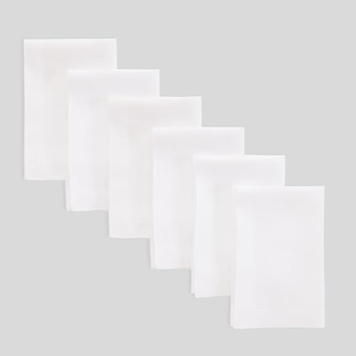 Solino Home White Linen Napkins Set of 6-100% Pure Linen Cloth Washable Dinner Napkins 20 x 20 Inch for Fall, Autumn, Halloween, Thanksgiving, Christmas, Holiday - Fete