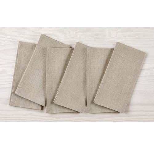 Solino Home Natural Linen Napkins Set of 6-100% Pure Linen Cloth Washable Dinner Napkins 20 x 20 Inch for Fall, Autumn, Thanksgiving, Christmas, Holiday - Fete