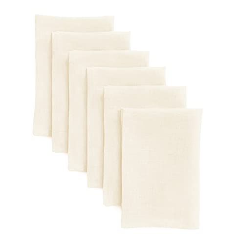 Solino Home Ivory Linen Napkins Set of 6-100% Pure Linen Cloth Washable Dinner Napkins 20 x 20 Inch for Fall, Autumn, Thanksgiving, Christmas, Holiday - Fete