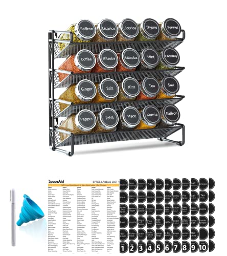 SpaceAid Spice Rack Organizer — 20 Jars (Black)