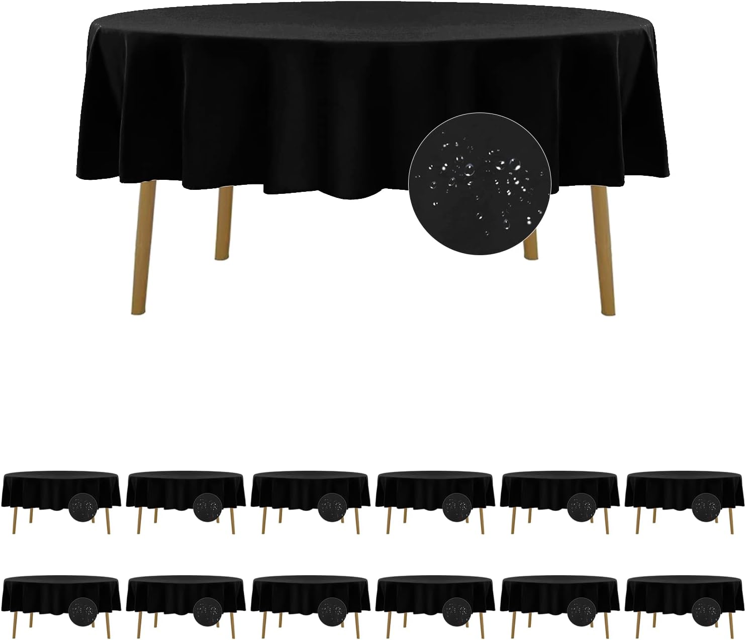 Fokitut 12 Pack Waterproof Round Tablecloth, 90 Inch