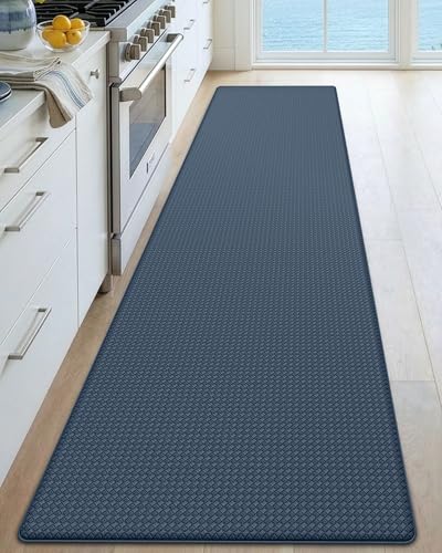 DEXI Kitchen Floor Mats Cushioned Anti Fatigue,17x79,Long Standing Runner Rug Waterproof, Comfort Memory Foam Padded for Front Sink Laundry, Navy