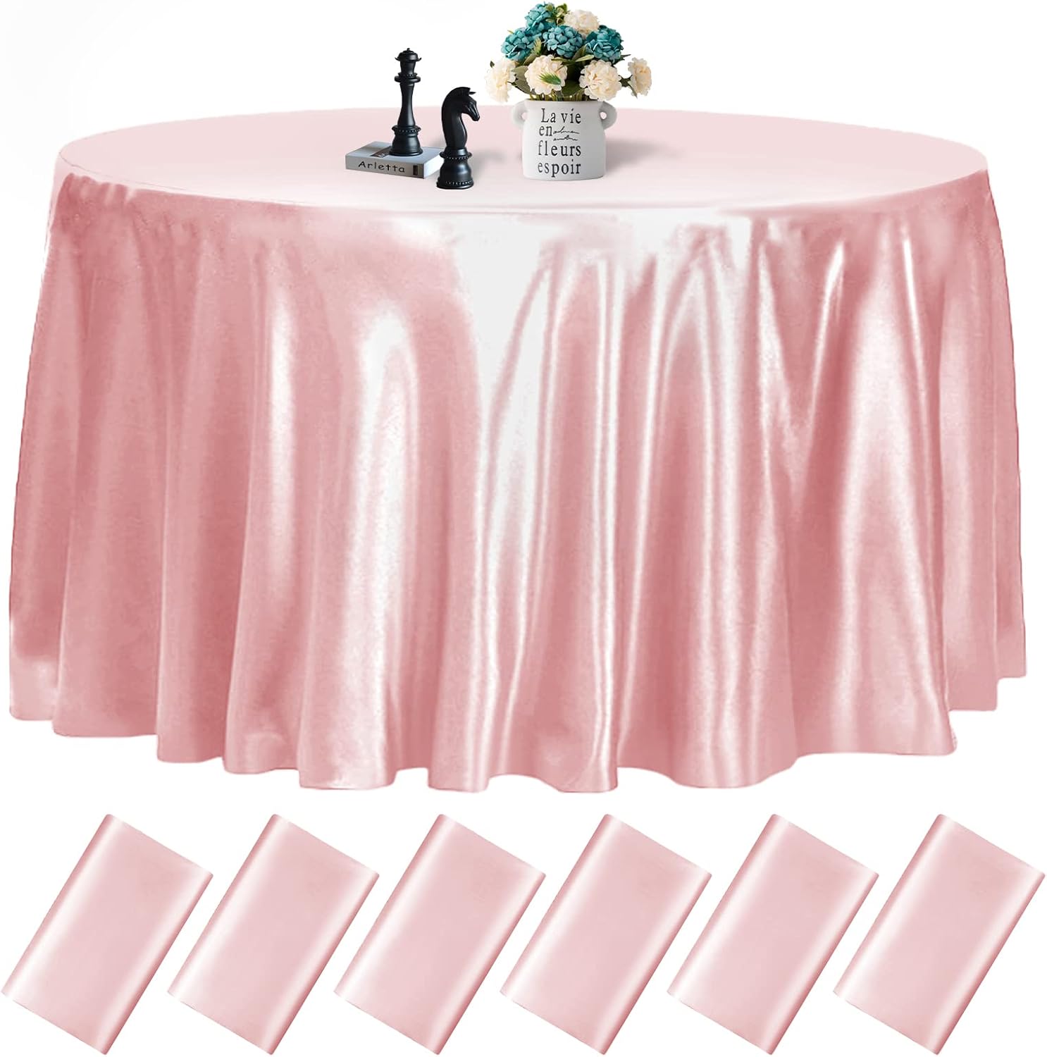 fani 6 Pack 108 Inch Rose Gold Round Tablecloth