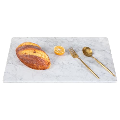 Natural Carrara White Marble Pastry and Cutting Board, 12x20x0.6 Inch, Heavy for Dough Chocolate, Pack of 1
