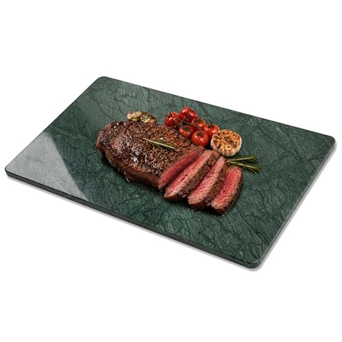 Green Marble Cutting Board, Marble Slab Pastry Board 12x20 Inch With Non-Slip Feet For Baking, Cheese, Charcuterie, Chocolate