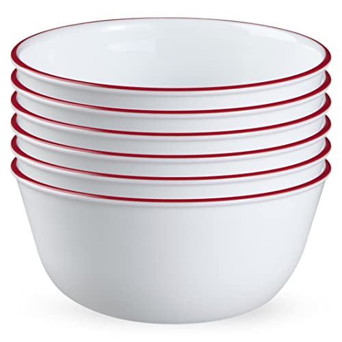 Corelle 6‑Pc 28 oz Bowls Red Banded
