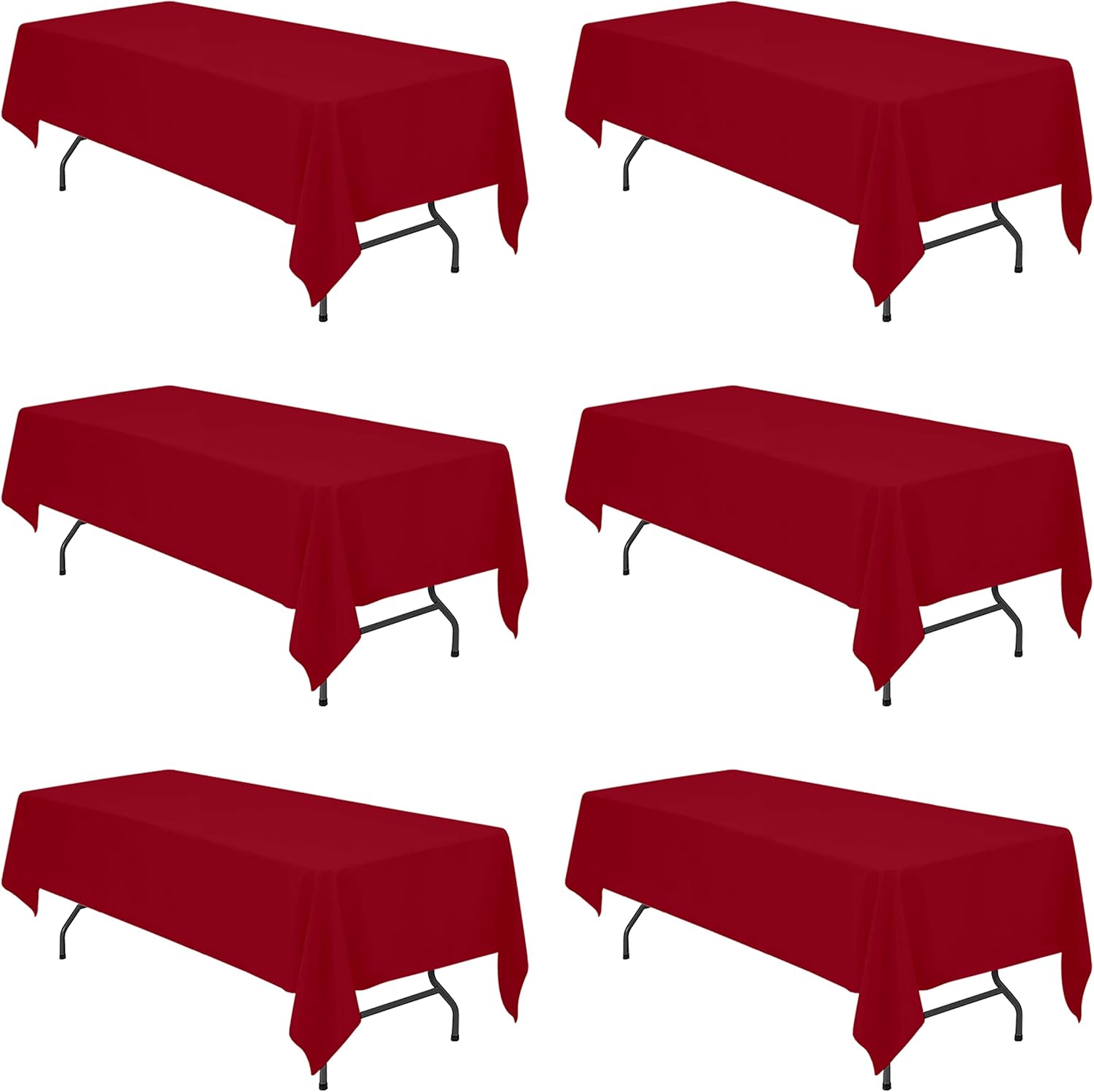 BRILLMAX 6 Pack Burgundy Tablecloths 60 x 126 in
