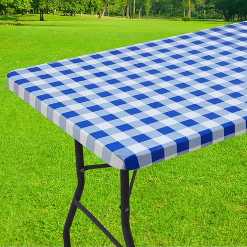 Smiry Rectangle Fitted Vinyl (White & Blue, 30" x 96")