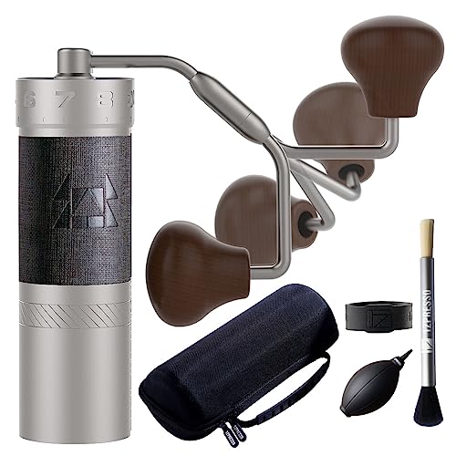 1Zpresso J-Max S Manual Coffee Grinder Silver with Coated Conical Burr,Foldable Handle, Magnet Catch Cup Capacity40g, Numerical Adjustable Finely Setting, Faster Grinding Efficiency ideal for Espresso