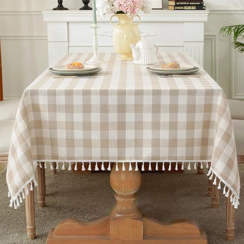 Laolitou Checkered Tablecloth 120" (Beige)