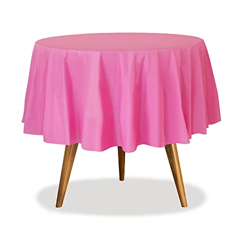 Pink Disposable Plastic Tablecloth for Round Tables (36 Pack) Table Cloths for Parties, Events & Weddings, Indoors & Outdoors, 84 inches, Plastic Table Cover