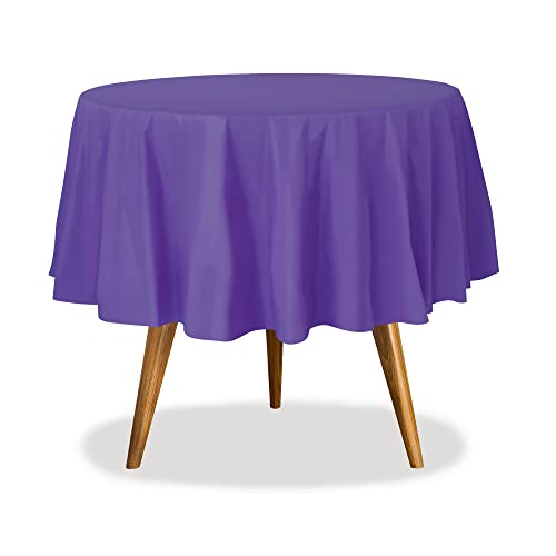 Purple Disposable Plastic Tablecloth for Round Tables (36 Pack) Table Cloths for Parties, Events & Weddings, Indoors & Outdoors, 84 inches, Plastic Table Cover