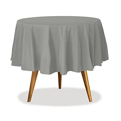 Silver Disposable Plastic Tablecloth for Round Tables (36 Pack) Table Cloths for Parties, Events & Weddings, Indoors & Outdoors, 84 inches, Plastic Table Cover