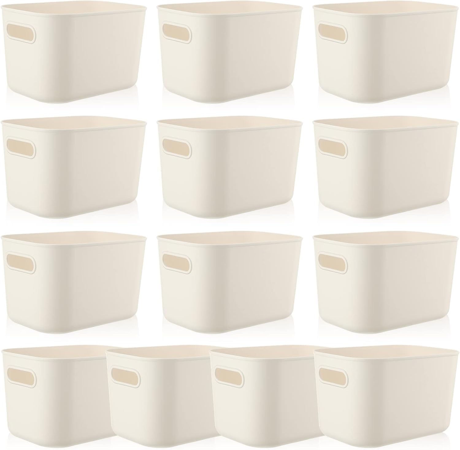 Zopeal Plastic Storage Bins 10 Pcs White Pantry Organizer Bins Small Baskets Storage Containers for Home Kitchen (10 x 7 x 6 Inch)