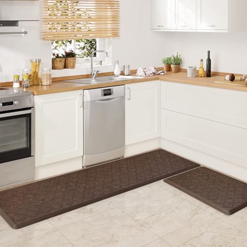 WISELIFE Kitchen Mat Cushioned Anti Fatigue Floor Mat,Thick Non Slip Waterproof Kitchen Rugs and Mats,Heavy Duty Foam Standing Mat for Kitchen,Floor,Office,Desk,Sink (17.3"x28"+17.3"x60")