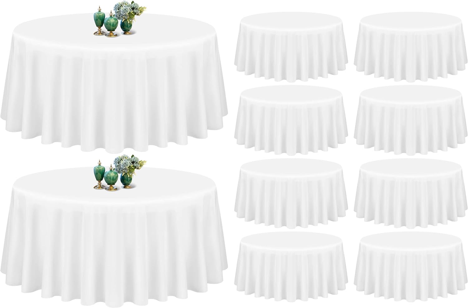 10 Pack White Round Tablecloth 90 Inch Washable Polyester Tablecloths for Round Tables Stain Resistant and Wrinkle Table Cloth Decorative Fabric Table Cover for Dining Wedding Party Banquet Buffet