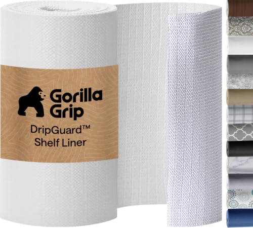 GORILLA GRIP Slip Resistant Drawer and Shelf Liner 2 Pack, Non Adhesive Water Resistant, Easy Clean and Trim, Smooth Surface Liners for Kitchen Cabinet, Shelves, Drawers, Pantry, 20 in x 20 FT, White