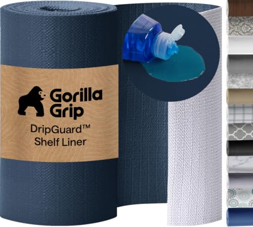 GORILLA GRIP Slip Resistant Drawer and Shelf Liner 2 Pack, Non Adhesive Water Resistant, Easy Clean and Trim, Smooth Surface Liners for Kitchen Cabinet, Shelves, Drawers, Pantry, 20 in x 20 FT, Navy