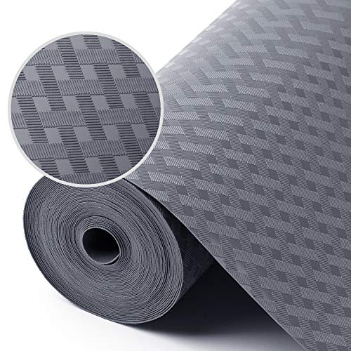 Shelf Liners for Kitchen Cabinets Refrigerator Liners Waterproof Kitchen Cupboard Liner Non‑Slip Drawer Mats EVA Material Non Adhesive Fridge Liner for Shelves - Gray 17.5 x 236.2 Inches x 2 Rolls