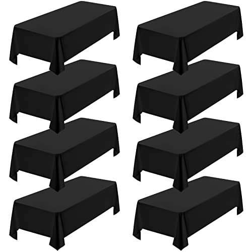 Showgeous 8 Pack Black Rectangle Tablecloth 60 x 126 Inch