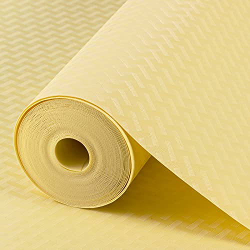 Shelf Liners for Kitchen Cabinets Refrigerator Liners Waterproof Kitchen Cupboard Liner Non Adhesive Drawer Mats EVA Material Fridge Liner for Shelves - Yellow Beige 11.8 x 393.7 Inches