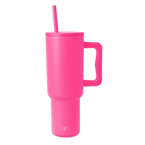 Simple Modern 40 oz Trek Tumbler with Handle and Straw Lid | Cup Holder Friendly Insulated Stainless Steel Travel Mug | Raspberry Vibes