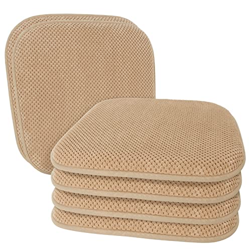 Khaki Chairs Cushions for Dining Chairs 6 Pack Non Slip Foam Kitchen Seat Cushions Washable Soft Thick Patio Pads Large Wooden Metal Chair Cushions,17" x 15"