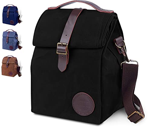 ASEBBO Insulated Lunch Bag for Women & Men - Waxed Canvas