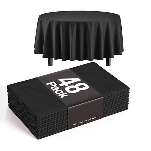Party Solids Black Round Tablecloths