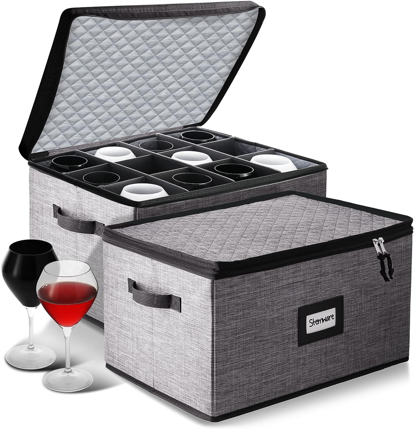 STORAGEBUD Wine Glass Storage Box (2 Pack)