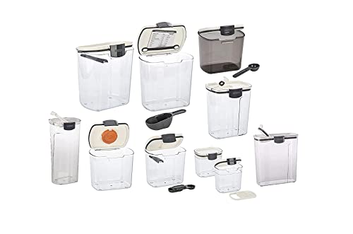 Progressive ProKeeper Baker's Airtight Kitchen Storage Canister Container Set for Flour, Sugar & More, Keeps Ingredients Fresh, with Accessories (Multicolor, 10- Piece)