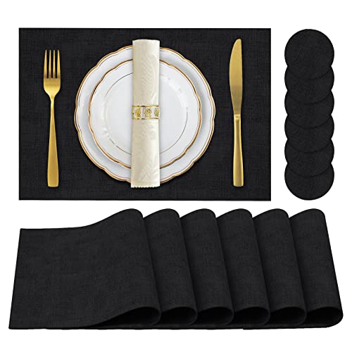 JUCCWARM Faux Leather Placemats (Black)