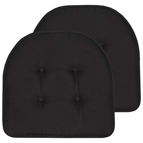 Sweet Home Collection Chair Cushion Memory Foam Pads Tufted Slip Non Skid Rubber Back U-Shaped 17" x 16" Seat Cover, (Pack of 3)