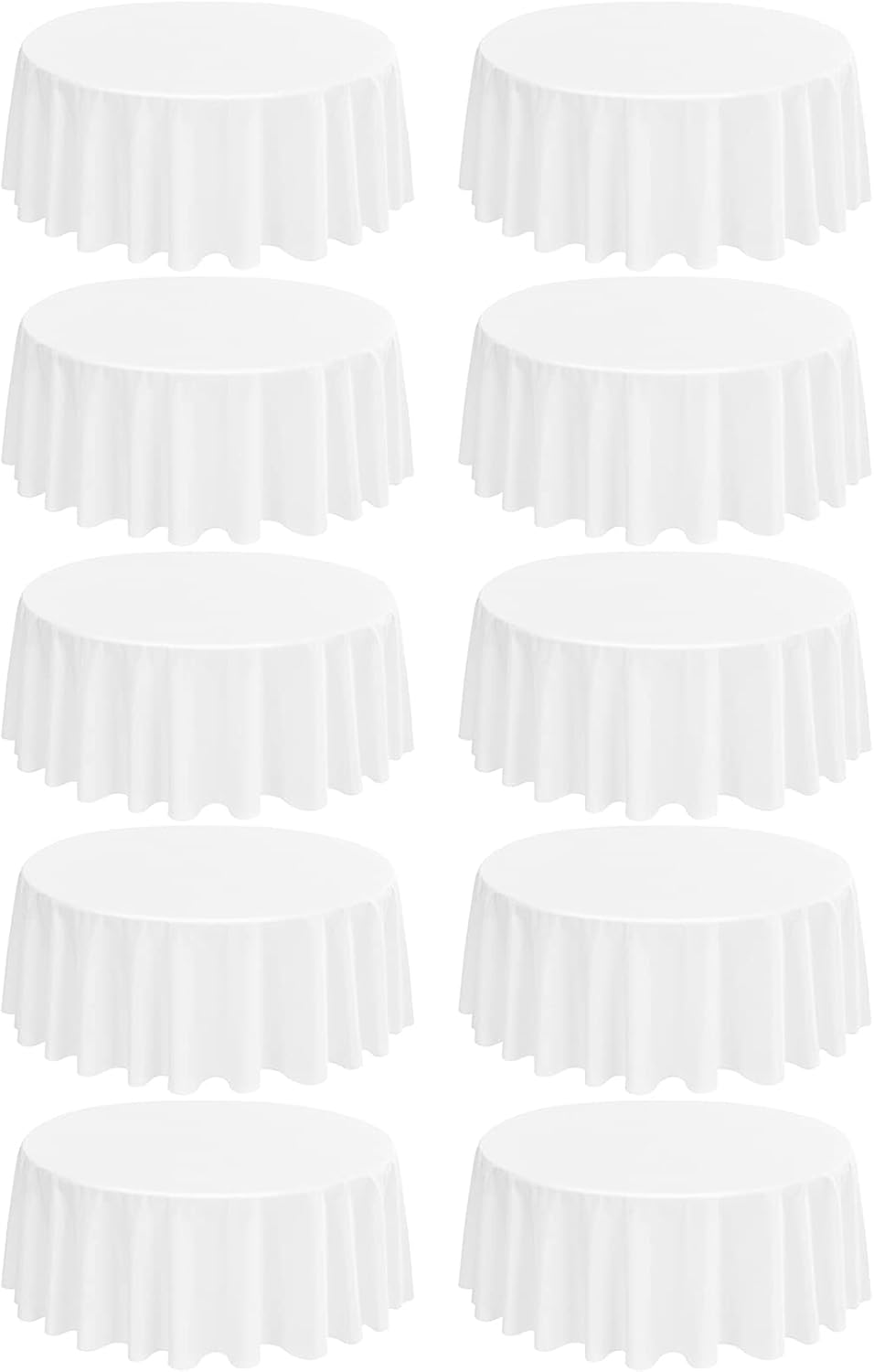 10 Pack Round Tablecloths - 90 Inch, White Polyester Table Cover for Round Table, Stain and Wrinkle Resistant Washable Fabric Table Cloth, Polyester Tablecloth for Wedding Banquet Parties