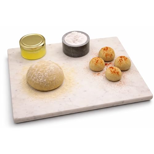 Marble Cheese and Pastry Board 16 x 12 Inch  Natural Carrara White Marble Cutting Board and Serving Tray for Dough, Bread, Pizza, Charcuterie  Heavy, Non-Slip, Gift-Ready.